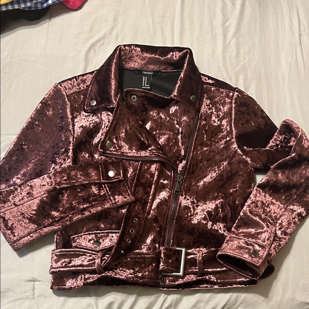 Forever 21 Burgundy Velvet Jacket
